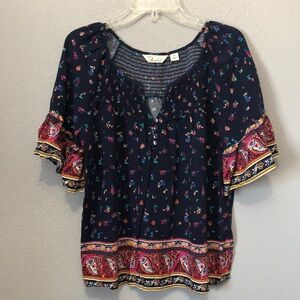 Caffe Marrahesh blouse Women's M bohemian peasant paisley boho cottagecore shirt